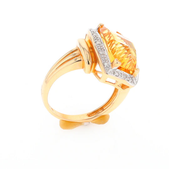 Fancy Cut Citrine Diamond Halo Ring