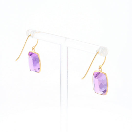 Solitaire Amethyst Dangle Earrings