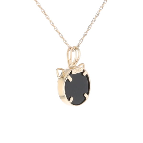Onyx Cat Pendant with Diamond Eyes