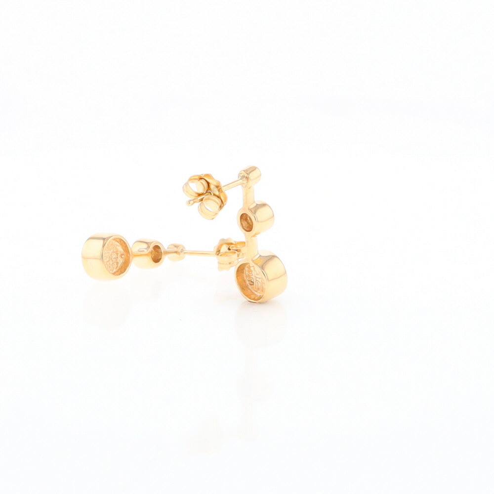 Gold Quartz Round Inlay with Diamond Accents Stud Earrings G2