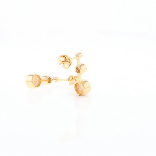 Gold Quartz Round Inlay with Diamond Accents Stud Earrings G2
