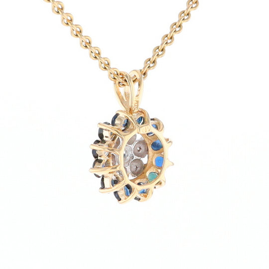 Round Diamond & Sapphire Cluster Pendant