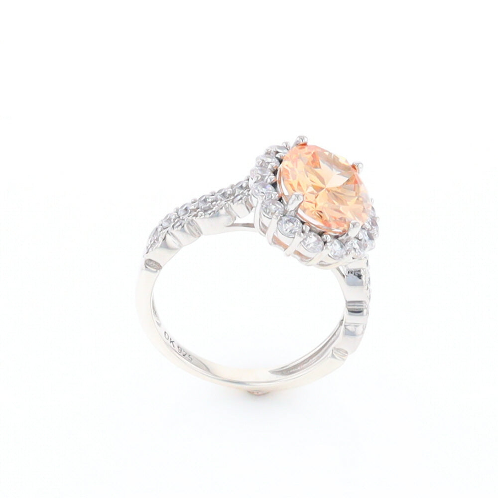 Peach Imitation Topaz Halo Ring