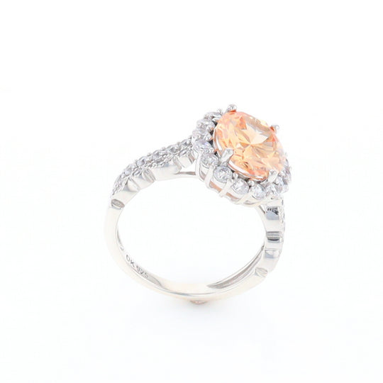 Peach Imitation Topaz Halo Ring