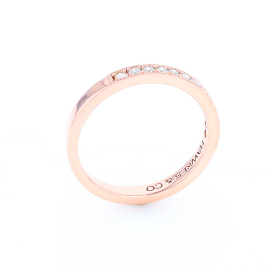 Rose Gold Milgrain Diamond Wedding Band