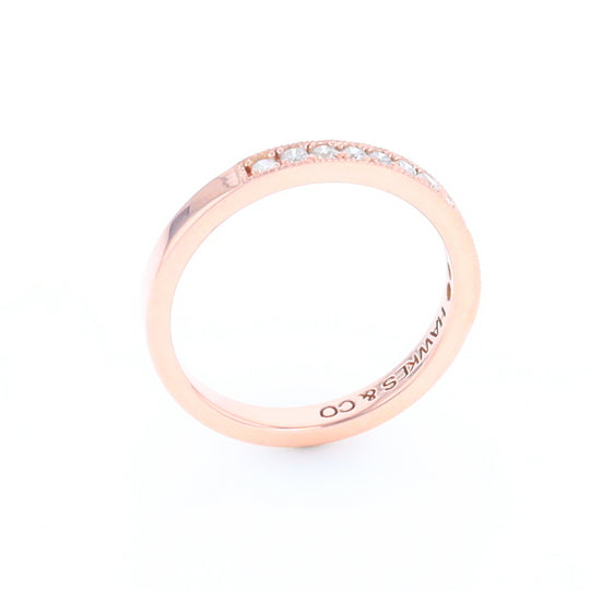 Rose Gold Milgrain Diamond Wedding Band