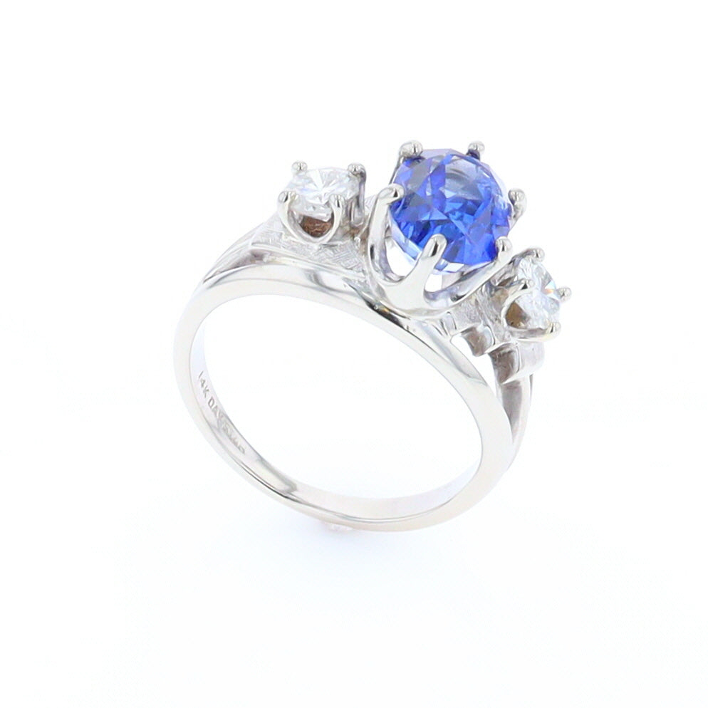 Oval Sapphire Ring with Diamond Side Accents