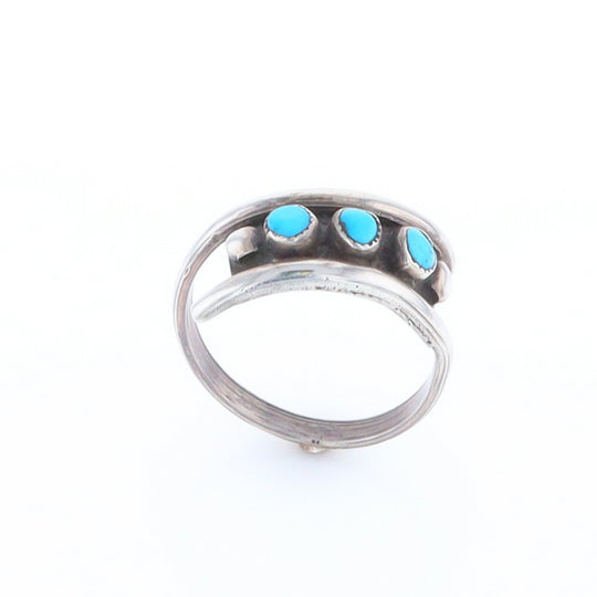 Round Turquoise Row Bypass Ring