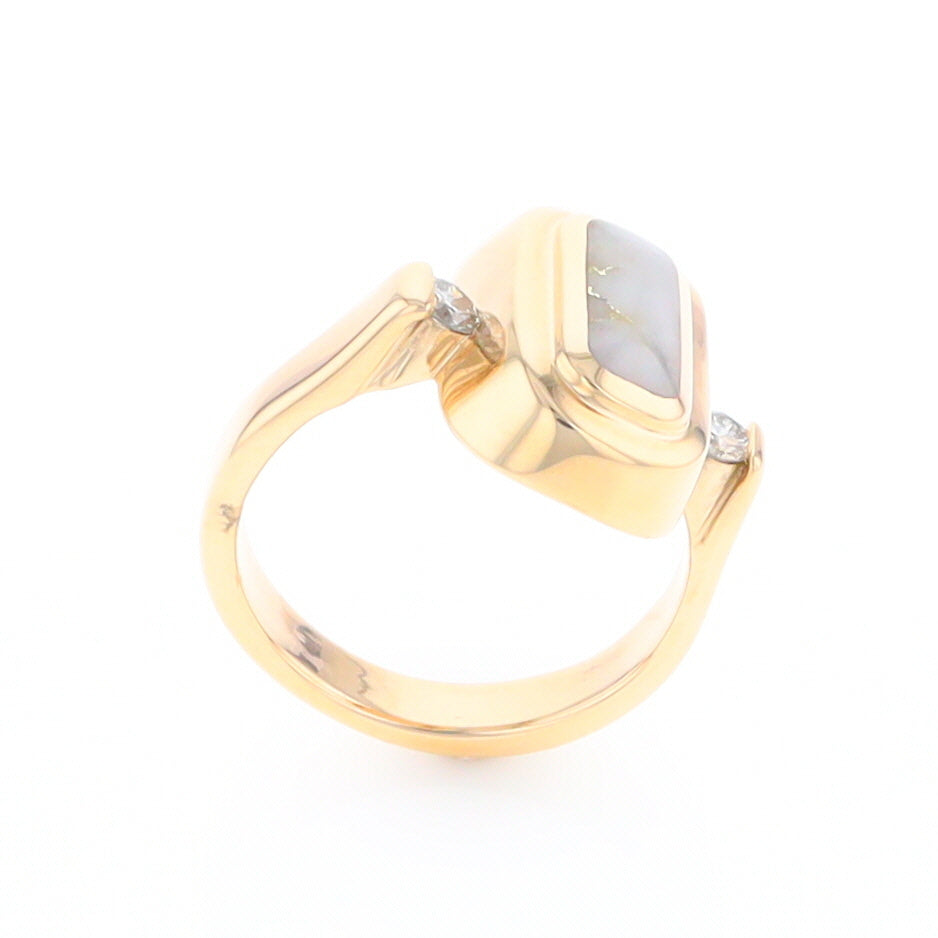 Oval Historic Quartz Inlaid Ring with Diamonds