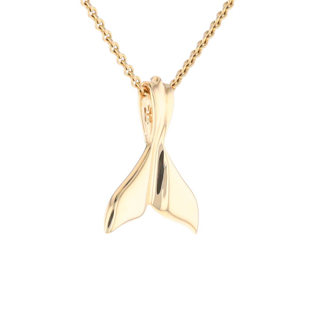 Whale Tail Necklaces Gold Quartz Double Sided Inlaid Sea Life Pendant