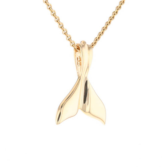 Whale Tail Necklaces Gold Quartz Double Sided Inlaid Sea Life Pendant