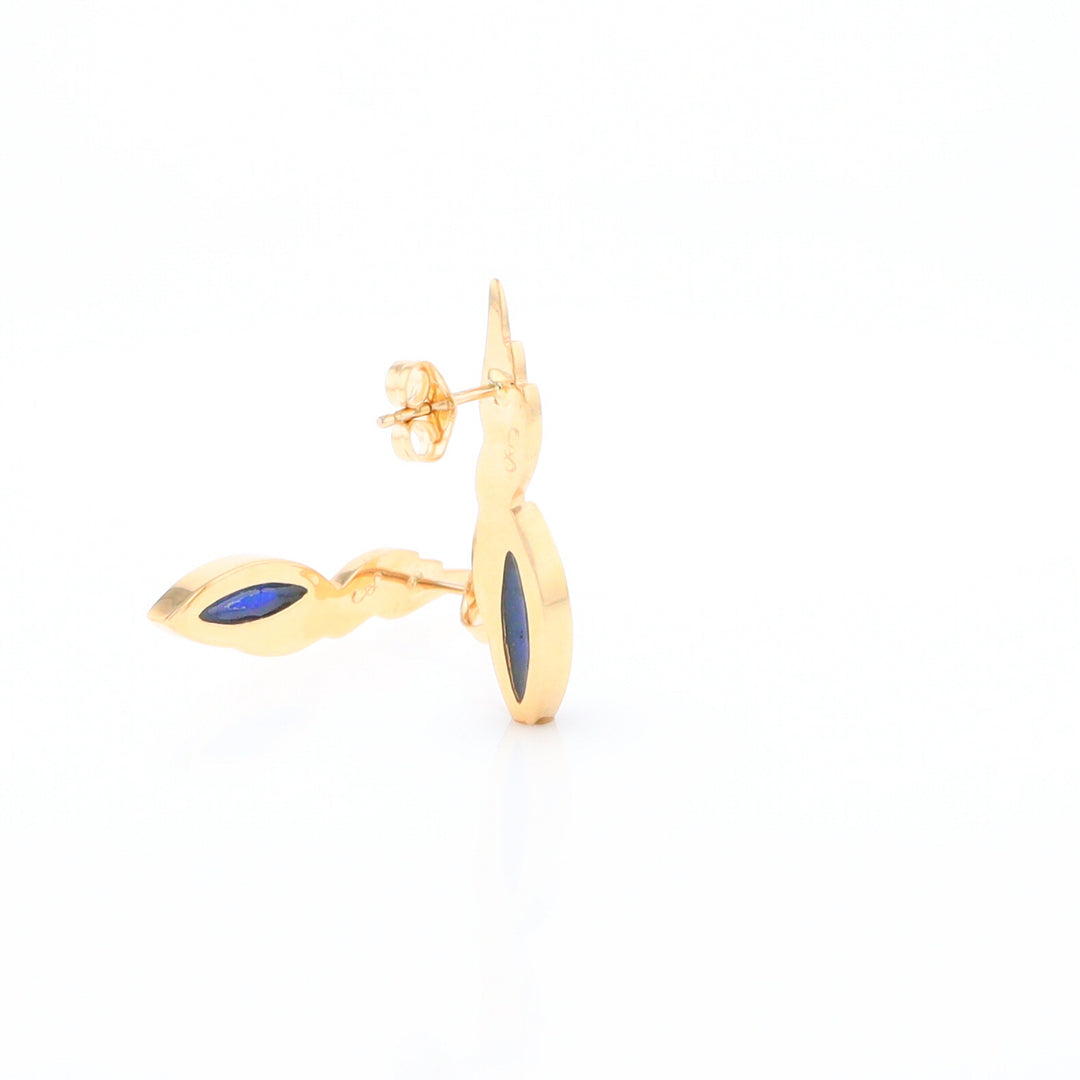 Marquise Lapis Swirl Design Inlaid Earrings