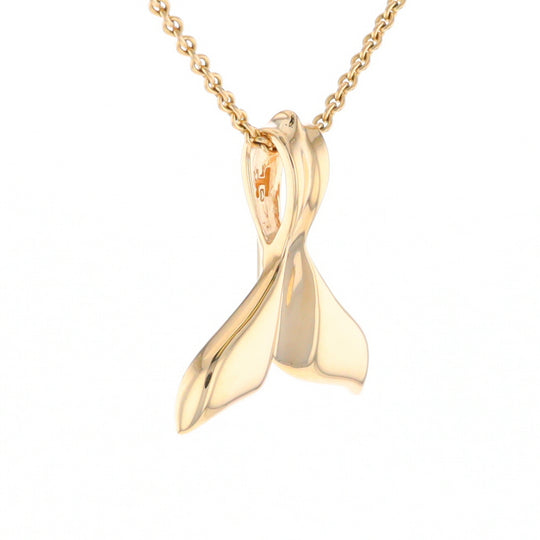 Whale Tail Necklaces Gold Quartz Double Sided Inlaid Sea Life Pendant