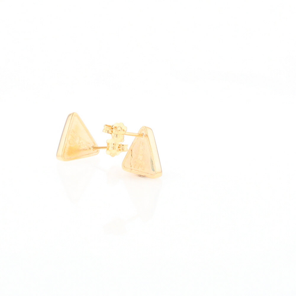 Gold Quartz Earrings Triangle Inlaid Studs - G2