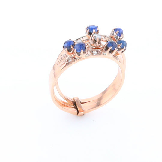 Vintage Sapphire and Diamond Stacked Trio Ring