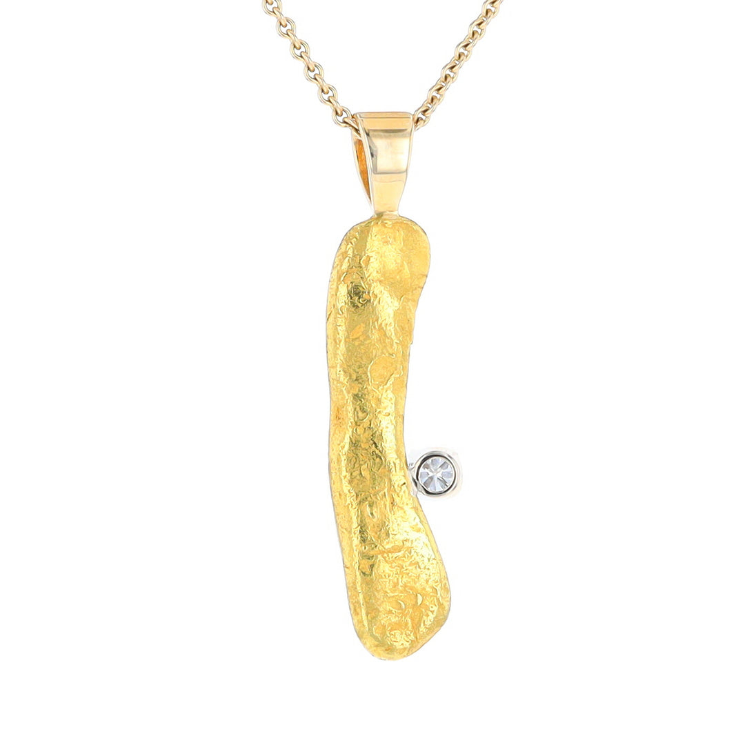 20K Natural Nugget Pendant with Diamond Accent