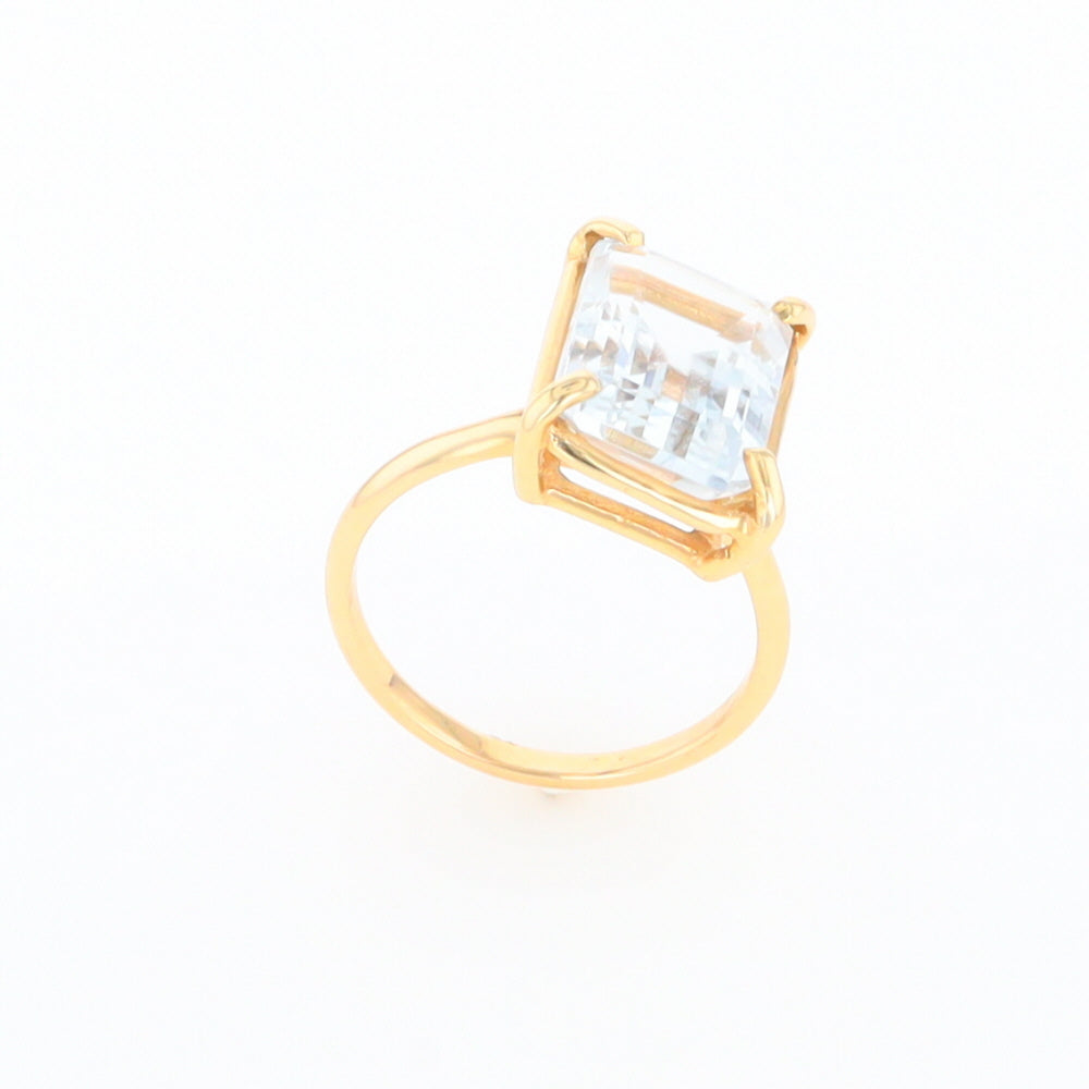 Emerald Cut Blue Topaz Ring