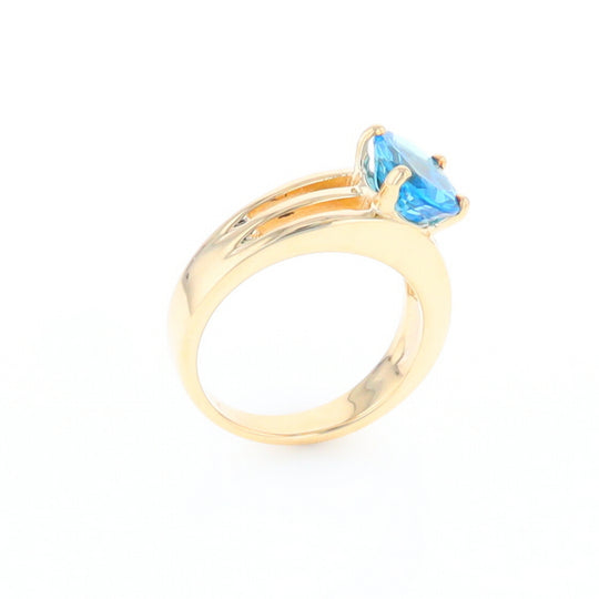 Split Shank Oval Blue Topaz Ring