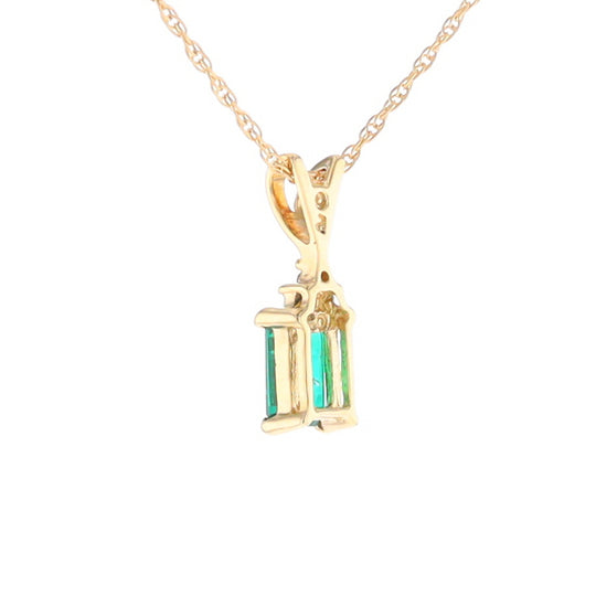 Synthetic Emerald Pendant with Diamond Accents