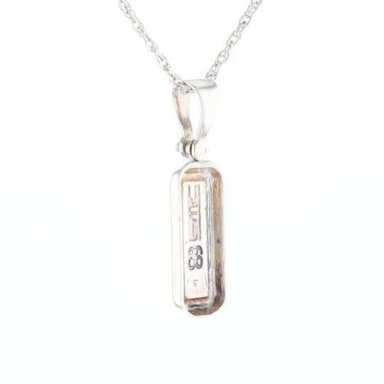 Sterling Silver Gold Quartz Invlaid Rectangle Bar Pendant - G3