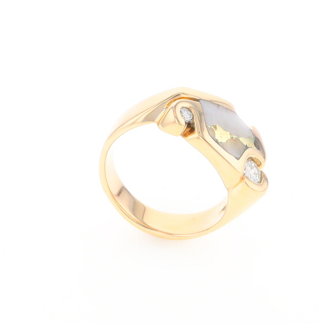 Gold Quartz Ring Geometric Shape Inlaid with 0.30ctw Round Diamonds