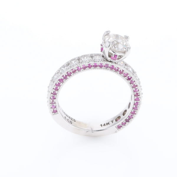Diamond and Pink Sapphire Engagement Ring