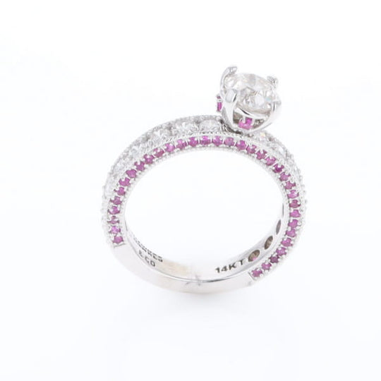 Diamond and Pink Sapphire Engagement Ring