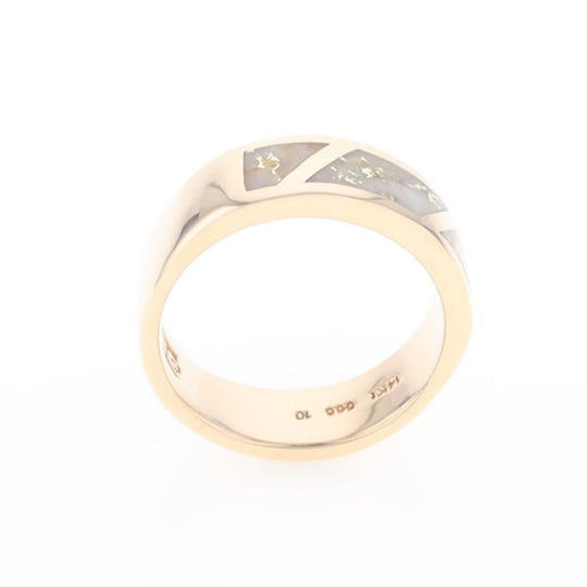 Gold Quartz Ring, 3 Section Inlaid Design