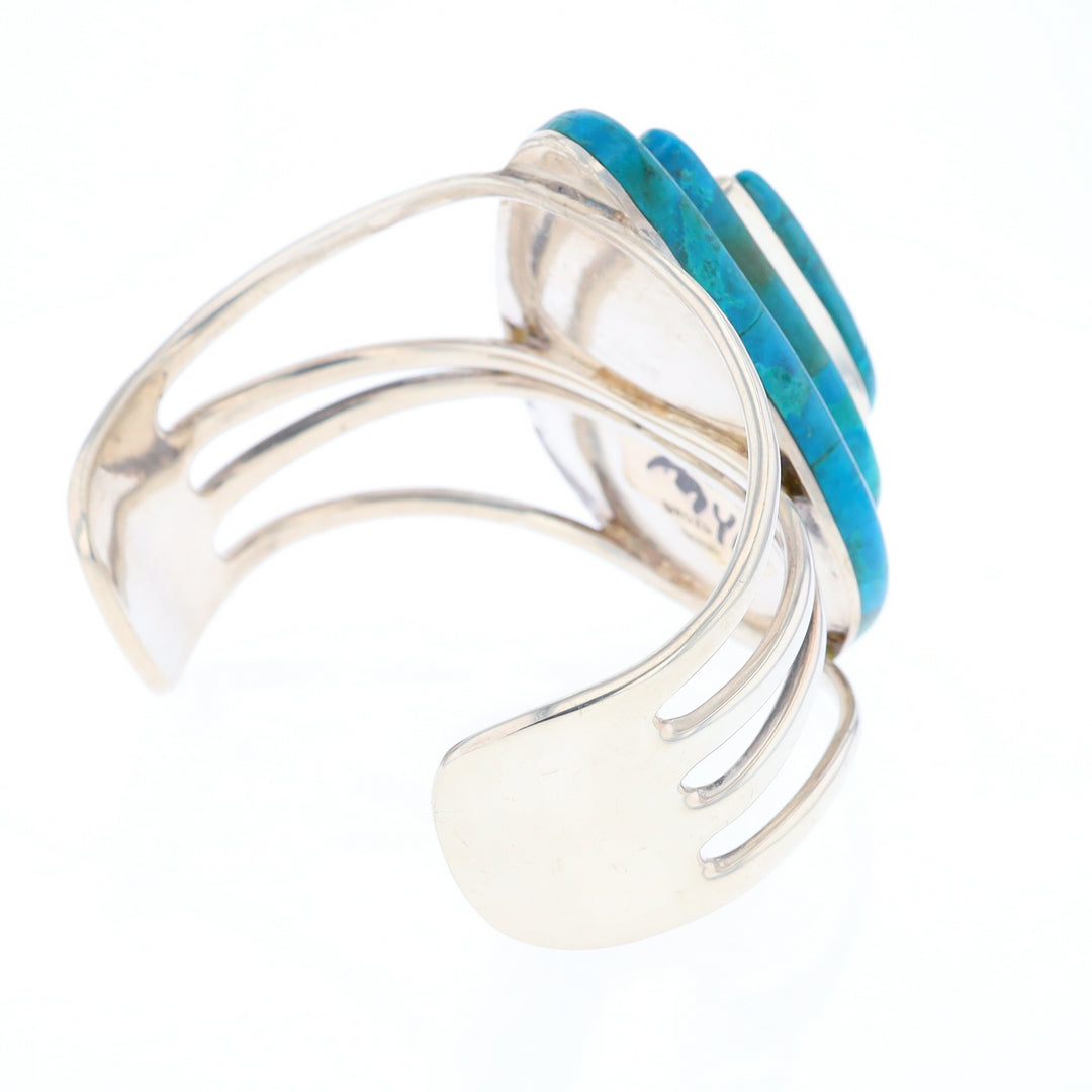 3-Layer Turquoise Raindrop Sterling Silver Cuff