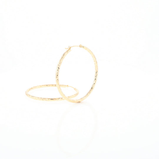 Textured Hollow Diamond Cut Hoop Earrings