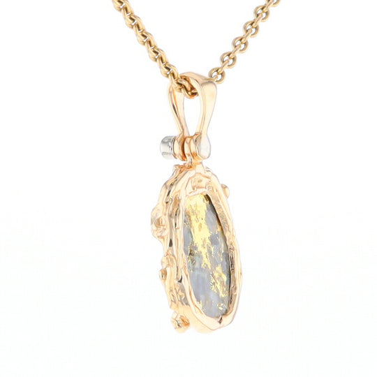Serpentine & Gold Quartz Freeform Pendant