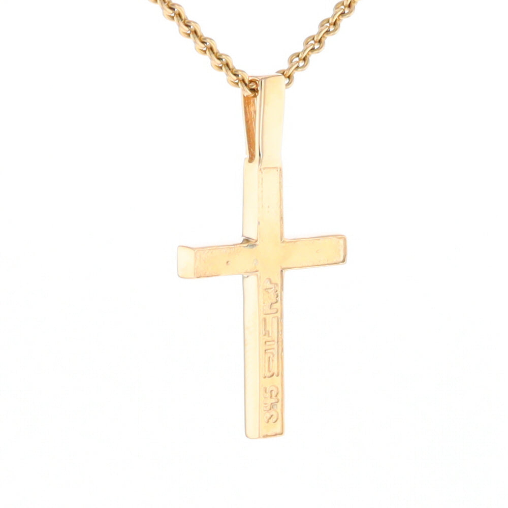 Gold Quartz Necklace 4 Section Inlaid Design Cross Pendant