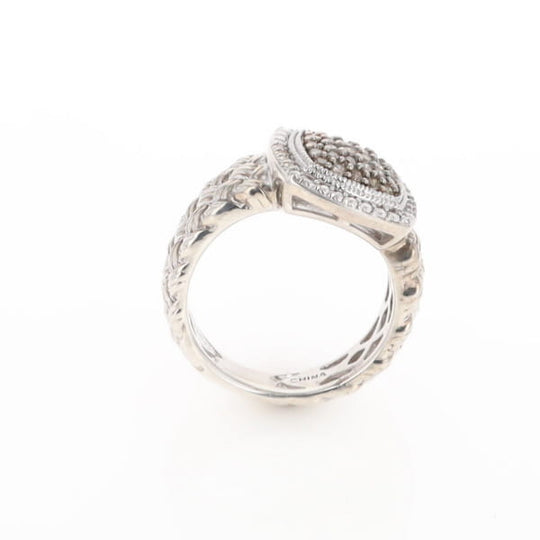Champaign Diamond Square Braided Cluster Band