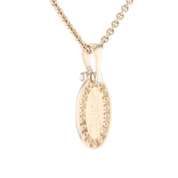 Gold Quartz Pendant Oval Inlaid with .22ctw Round Diamonds Halo (G1)