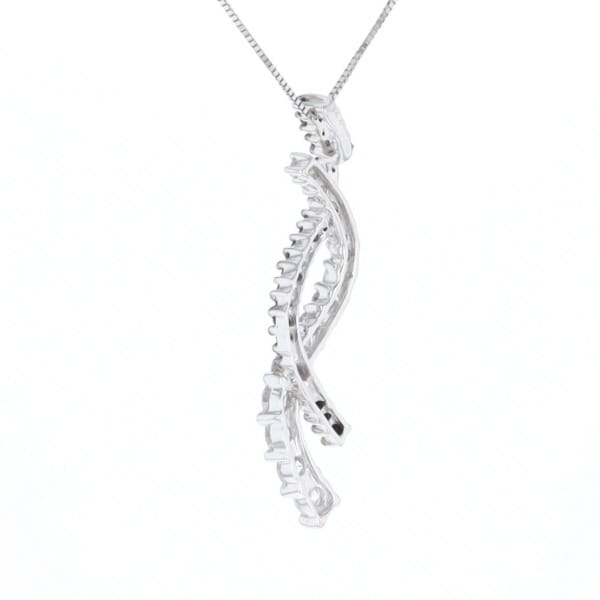 Ribbon Necklace With Black and White Diamonds