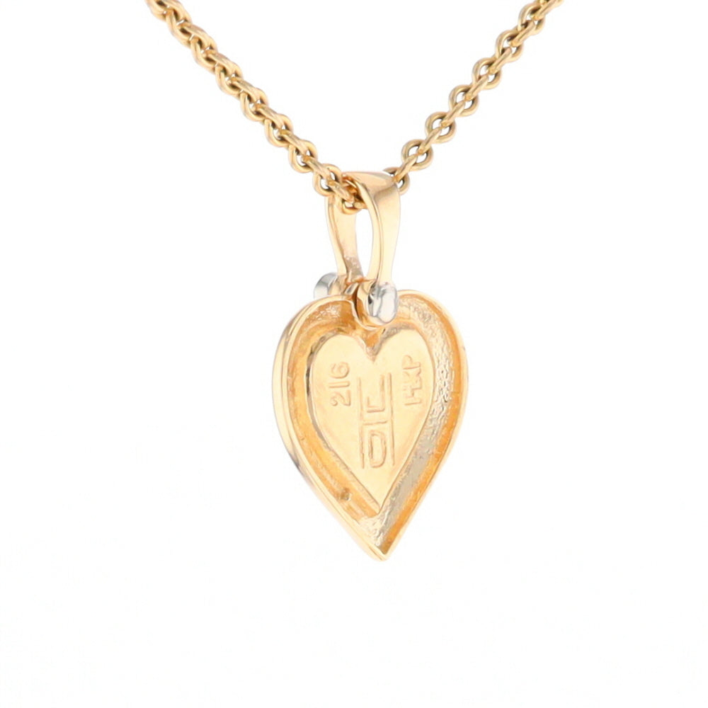 Gold Quartz Heart Shape Inlaid Pendant with .02ct Diamond