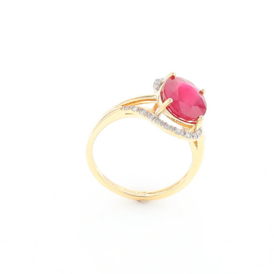 Ruby Bypass Ring with Diamond Accents