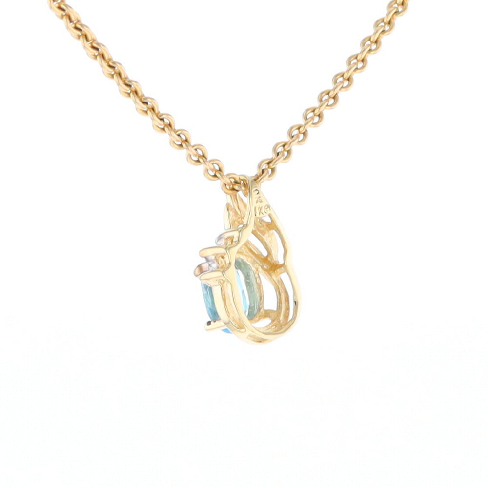 Pear Blue Topaz Diamond Pendant