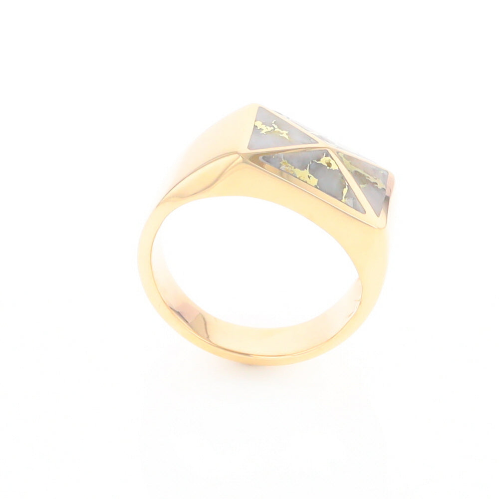 Four Section Gold Quartz Inlaid Men's Ring G2