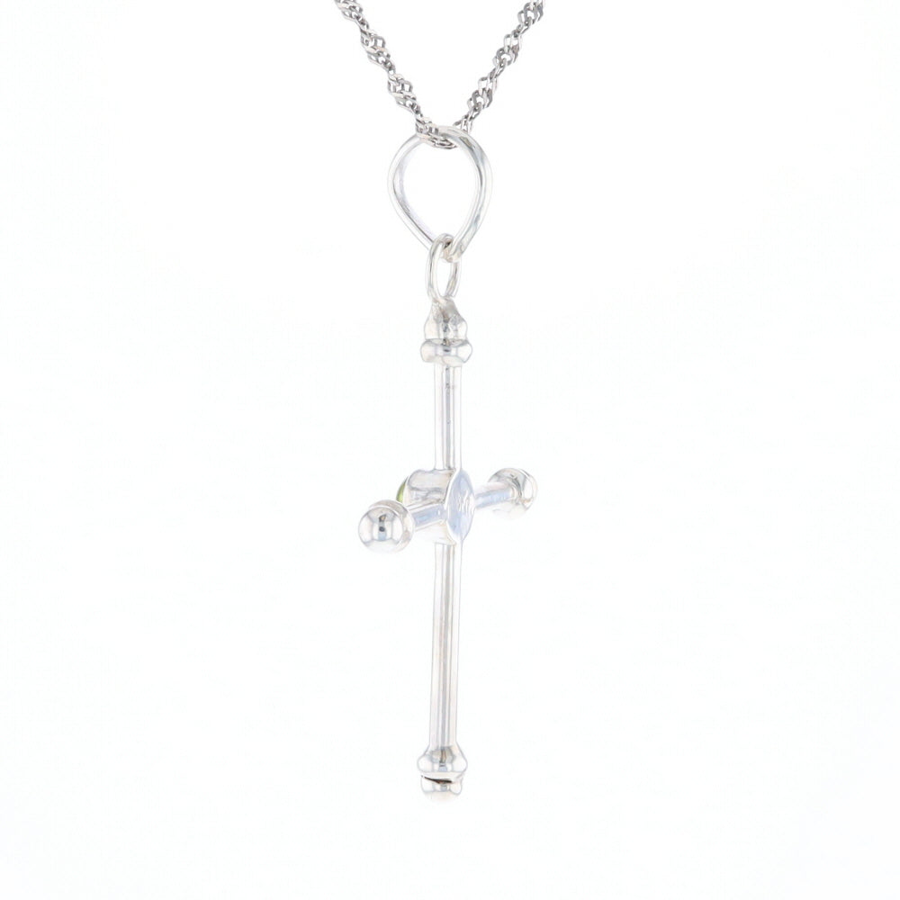 Silver Peridot Cross