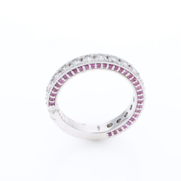 Diamond and Pink Sapphire Wedding Band