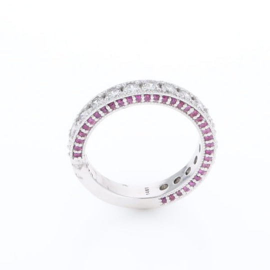 Diamond and Pink Sapphire Wedding Band