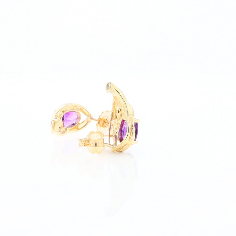 Amethyst and Diamond Pear Shaped Earrings