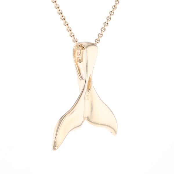Whale Tail Natural Gold Quartz Single Side Inlaid Pendant