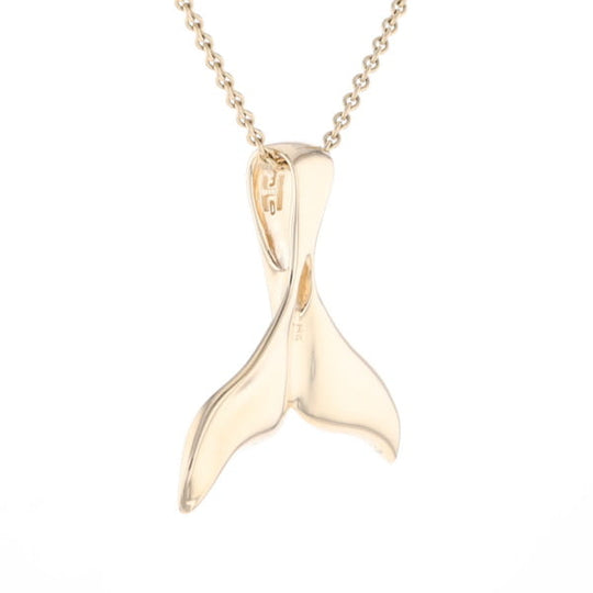 Whale Tail Natural Gold Quartz Single Side Inlaid Pendant