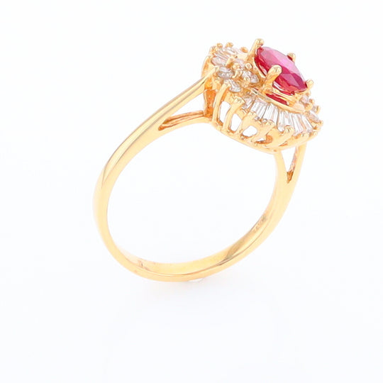 Oval Ruby Ring with Mixed Diamond Halo