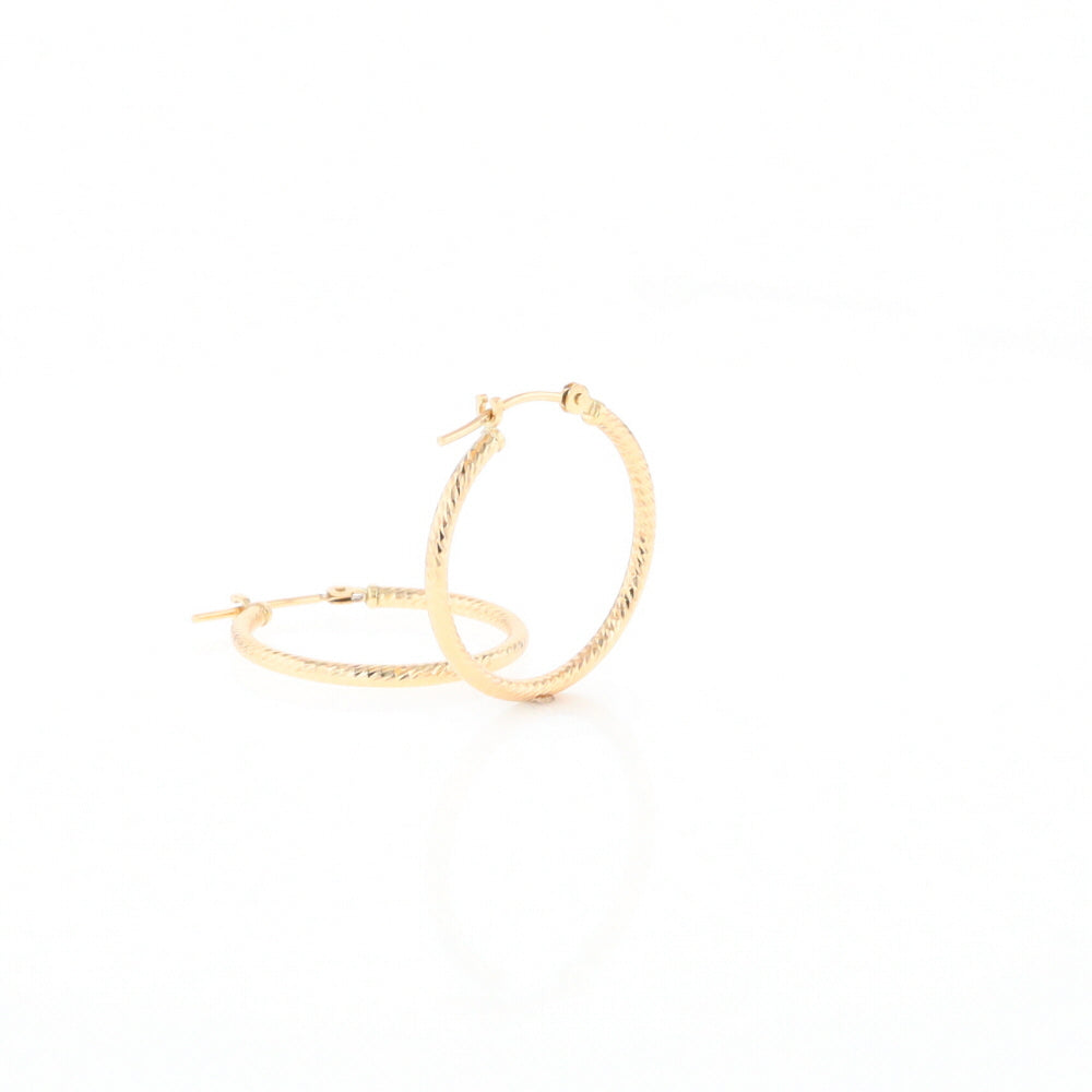 Gold Ribbed Hoop Earrings