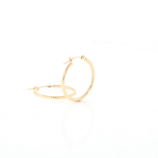 Gold Ribbed Hoop Earrings