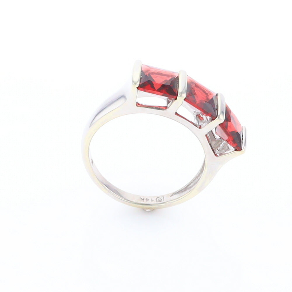 Three Square Garnet Ring