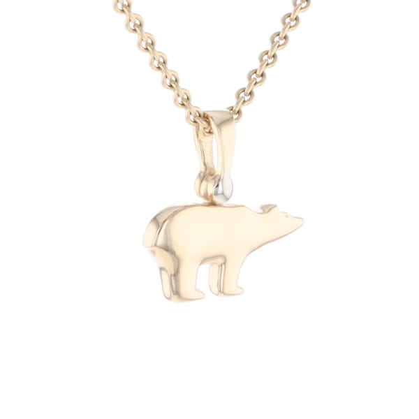 Gold Quartz Inlaid Polar Bear Pendant